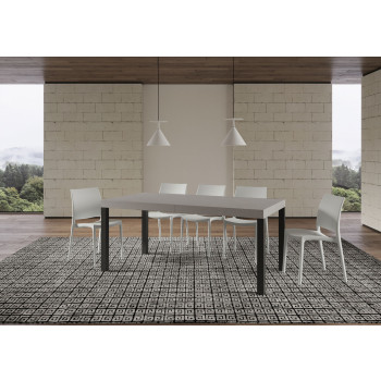 Table Everyday pieds anthracite D.90 - Table extensible 90x180/440 cm Frêne Blanc Everyday pieds anthracite