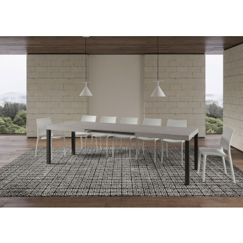 Table Everyday pieds anthracite D.90 - Table extensible 90x180/440 cm Frêne Blanc Everyday pieds anthracite