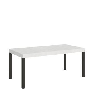 Table Everyday pieds anthracite D.90 - Table extensible 90x180/440 cm Frêne Blanc Everyday pieds anthracite