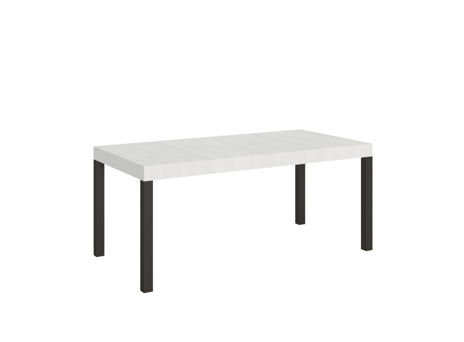 Table Everyday pieds anthracite D.90 - Table extensible 90x180/440 cm Frêne Blanc Everyday pieds anthracite