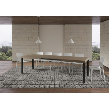 Table Everyday pieds anthracite D.90 - Table extensible 90x200/304 cm Frêne Blanc Everyday pieds anthracite
