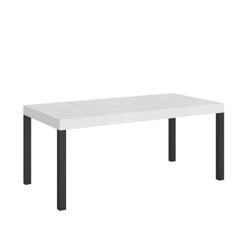 Table Everyday pieds anthracite D.90 - Table extensible 90x200/304 cm Frêne Blanc Everyday pieds anthracite