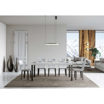 Table Everyday pieds anthracite D.90 - Table extensible 90x200/460 cm Frêne Blanc Everyday pieds anthracite