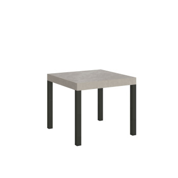 Table Everyday pieds anthracite D.90 - Table extensible 90x90/246 cm Frêne Blanc Everyday pieds anthracite