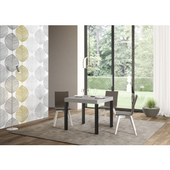 Table Everyday pieds anthracite D.90 - Table extensible 90x90/246 cm Frêne Blanc Everyday pieds anthracite