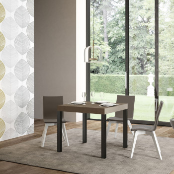 Table Everyday pieds anthracite D.90 - Table extensible 90x90/246 cm Frêne Blanc Everyday pieds anthracite