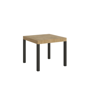 Table Everyday pieds anthracite D.90 - Table extensible 90x90/246 cm Frêne Blanc Everyday pieds anthracite
