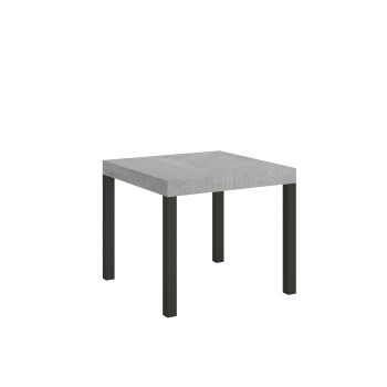 Table Everyday pieds anthracite D.90 - Table extensible 90x90/246 cm Frêne Blanc Everyday pieds anthracite