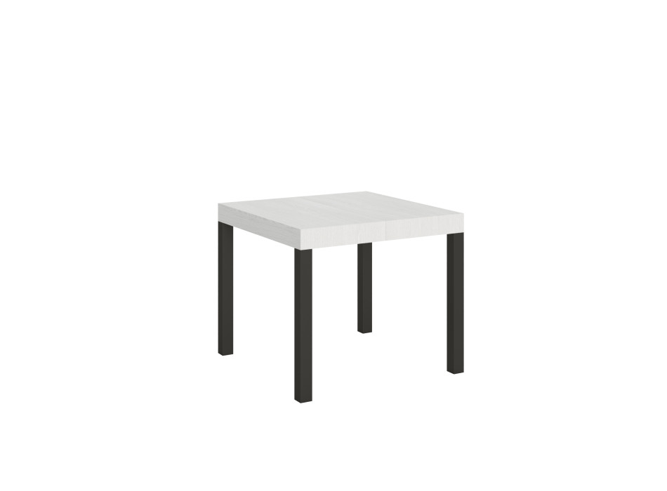 Table Everyday pieds anthracite D.90 - Table extensible 90x90/246 cm Frêne Blanc Everyday pieds anthracite
