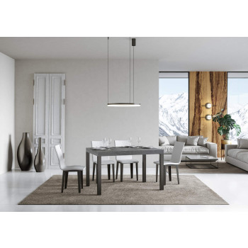 Table Everyday Premium pieds anthracite D.90 - Table extensible 90X120/224 cm Everyday Premium Frêne Blanc pieds anthracite