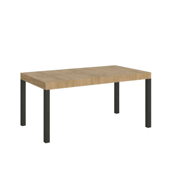 Table Everyday Premium pieds anthracite D.90 - Table extensible 90x120/380 cm Everyday Premium Frêne Blanc pieds anthracite