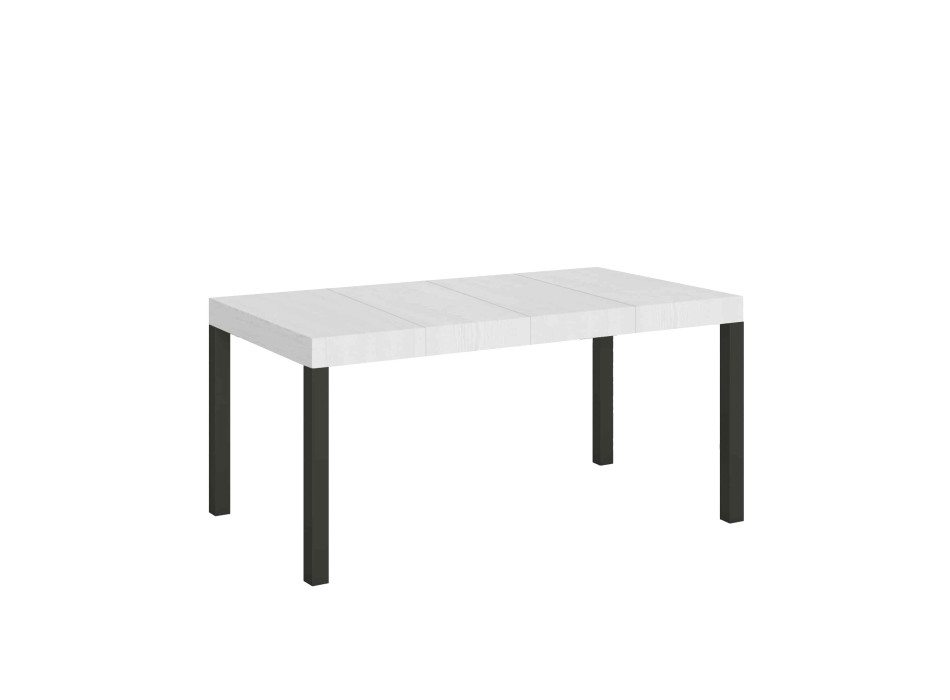 Table Everyday Premium pieds anthracite D.90 - Table extensible 90x120/380 cm Everyday Premium Frêne Blanc pieds anthracite