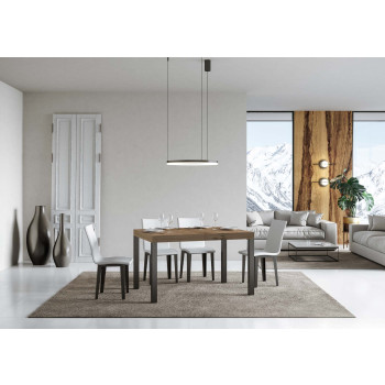Table Everyday Premium pieds anthracite D.90 - Table extensible 90x130/234 cm Everyday Premium Frêne Blanc pieds anthracite