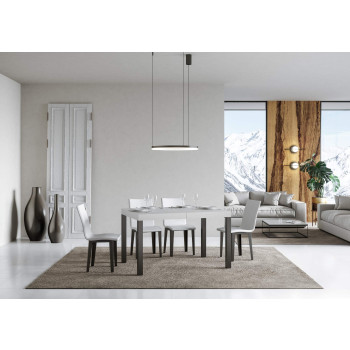 Table Everyday Premium pieds anthracite D.90 - Table extensible 90X140/244 cm Everyday Premium Frêne Blanc pieds anthracite