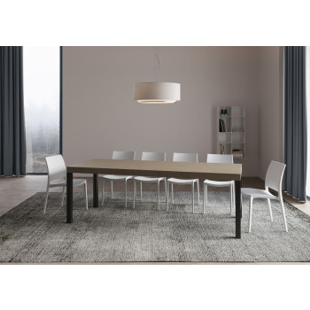 Table Everyday Premium pieds anthracite D.90 - Table extensible 90X140/244 cm Everyday Premium Frêne Blanc pieds anthracite