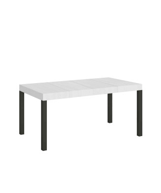 Table Everyday Premium pieds anthracite D.90 - Table extensible 90X140/244 cm Everyday Premium Frêne Blanc pieds anthracite
