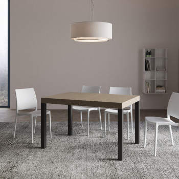 Table Everyday Premium pieds anthracite D.90 - Table extensible 90X140/400 cm Everyday Premium Frêne Blanc pieds anthracite