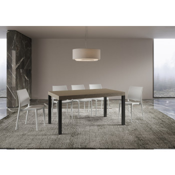 Table Everyday Premium pieds anthracite D.90 - Table extensible 90x160/264 cm Everyday Premium Frêne Blanc pieds anthracite