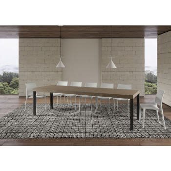 Table Everyday Premium pieds anthracite D.90 - Table extensible 90x160/264 cm Everyday Premium Frêne Blanc pieds anthracite