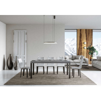 Table Everyday Premium pieds anthracite D.90 - Table extensible 90x160/264 cm Everyday Premium Frêne Blanc pieds anthracite
