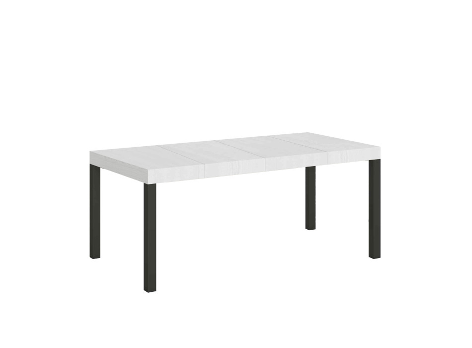 Table Everyday Premium pieds anthracite D.90 - Table extensible 90x160/264 cm Everyday Premium Frêne Blanc pieds anthracite