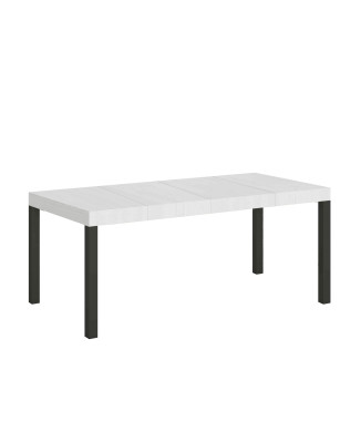 Table Everyday Premium pieds anthracite D.90 - Table extensible 90x180/440 cm Everyday Premium Frêne Blanc pieds anthracite