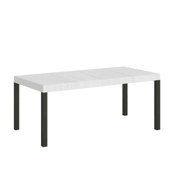 Table Everyday Premium pieds anthracite D.90 - Table extensible 90x200/304 cm Everyday Premium Frêne Blanc pieds anthracite
