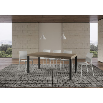 Table Everyday Premium pieds anthracite D.90 - Table extensible 90x200/460 cm Everyday Premium Frêne Blanc pieds anthracite