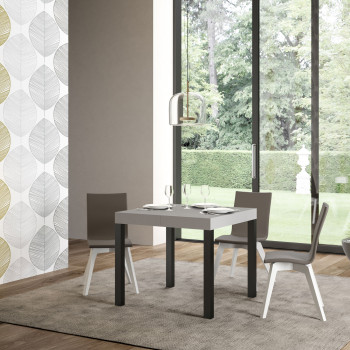 Table Everyday Premium pieds anthracite D.90 - Table extensible 90x90/246 cm Everyday Premium Frêne Blanc pieds anthracite