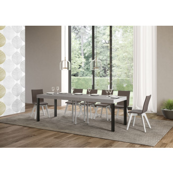 Table Everyday Premium pieds anthracite D.90 - Table extensible 90x90/246 cm Everyday Premium Frêne Blanc pieds anthracite