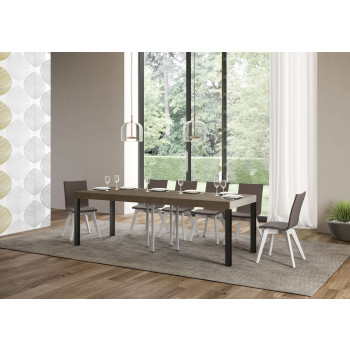 Table Everyday Premium pieds anthracite D.90 - Table extensible 90x90/246 cm Everyday Premium Frêne Blanc pieds anthracite
