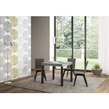 Table Everyday Premium pieds anthracite D.90 - Table extensible 90x90/246 cm Everyday Premium Frêne Blanc pieds anthracite