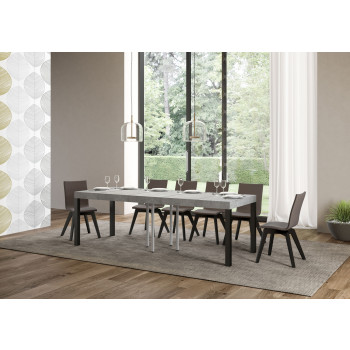 Table Everyday Premium pieds anthracite D.90 - Table extensible 90x90/246 cm Everyday Premium Frêne Blanc pieds anthracite