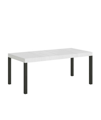 Table Everyday Premium pieds anthracite D.90 - Table extensible 90x90/246 cm Everyday Premium Frêne Blanc pieds anthracite