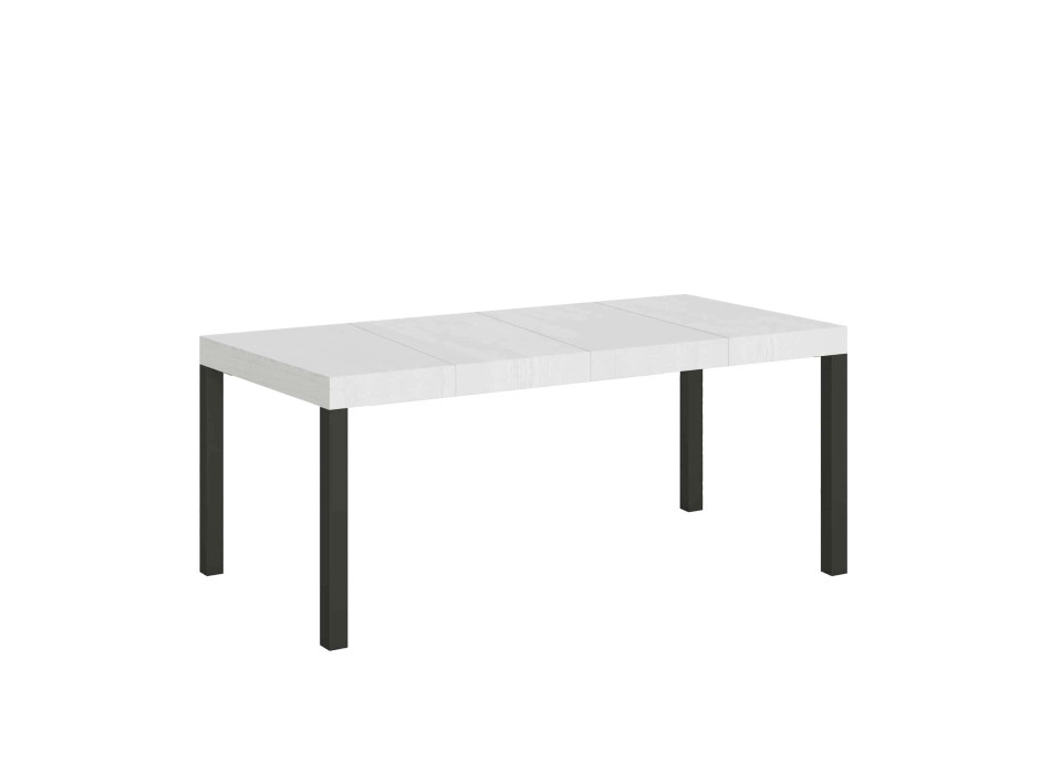 Table Everyday Premium pieds anthracite D.90 - Table extensible 90x90/246 cm Everyday Premium Frêne Blanc pieds anthracite