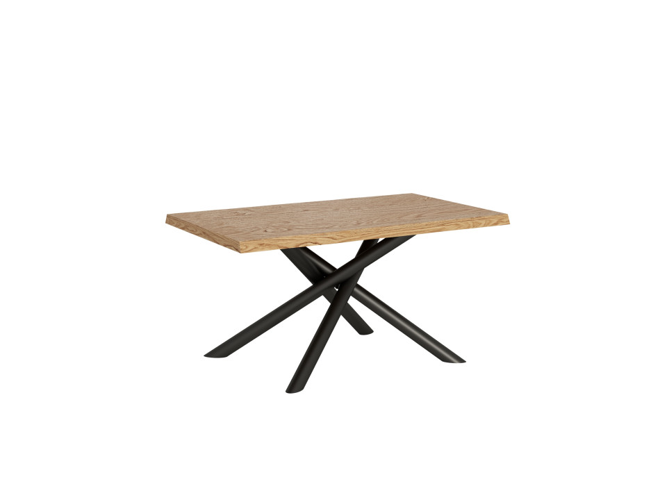 Table Famas = Vindral Bois massif Écorcé - Table fixe 90x160 cm Chêne Écorcé Vindral Pieds anthracite