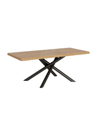 Table Famas = Vindral Bois massif Écorcé - Table fixe 90x200 cm Chêne Écorcé Vindral Pieds anthracite