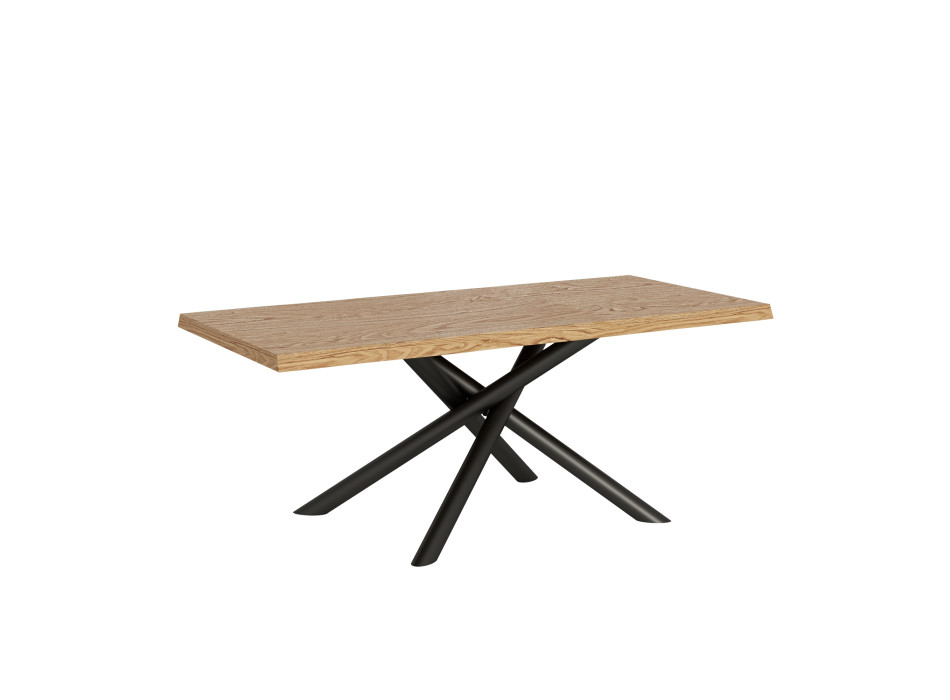 Table Famas = Vindral Bois massif Écorcé - Table fixe 90x200 cm Chêne Écorcé Vindral Pieds anthracite
