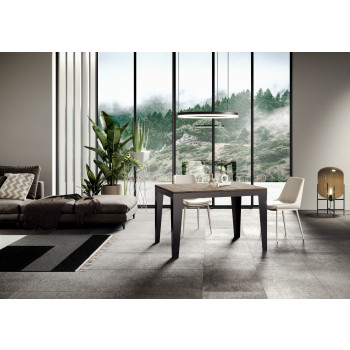 Table Flame Evolution avec pieds et structure anthracite D.90 - Table extensible 120/380x90 cm Flame Evolution frêne blanc avec structure et pieds anthracite