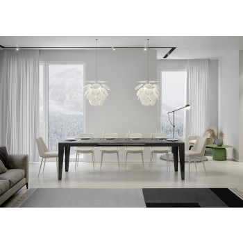 Table Flame Evolution avec pieds et structure anthracite D.90 - Table extensible 160/264x90 cm Flame Evolution frêne blanc avec structure et pieds anthracite