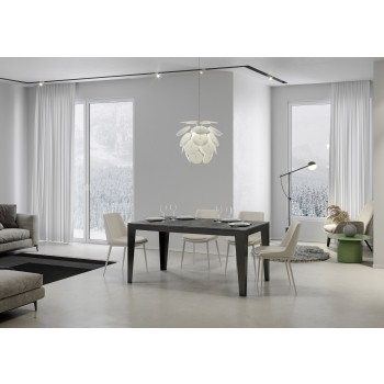 Table Flame Evolution avec pieds et structure anthracite D.90 - Table extensible 160/264x90 cm Flame Evolution frêne blanc avec structure et pieds anthracite
