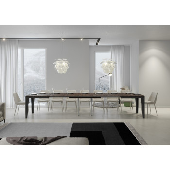 Table Flame Evolution avec pieds et structure anthracite D.90 - Table extensible 90x180/440 cm Flame Evolution Frêne Blanc avec pieds et structure anthracite