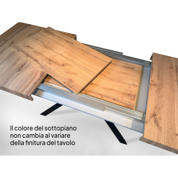 Table Flame Evolution avec pieds et structure anthracite D.90 - Table extensible 90x180/440 cm Flame Evolution Frêne Blanc avec pieds et structure anthracite