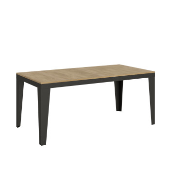 Table Flame Evolution avec pieds et structure anthracite D.90 - Table extensible 90x180/440 cm Flame Evolution Frêne Blanc avec pieds et structure anthracite