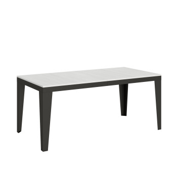 Table Flame Evolution avec pieds et structure anthracite D.90 - Table extensible 90x180/440 cm Flame Evolution Frêne Blanc avec pieds et structure anthracite