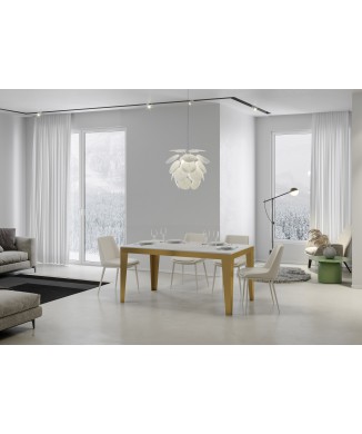 Table Flame Evolution Gold - Table extensible 90x120/380 cm Flame Evolution Frêne blanc Cadre doré