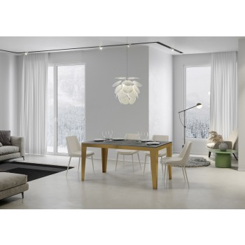 Table Flame Evolution Gold - Table extensible 90x160/264 cm Flame Evolution Frêne blanc Cadre doré