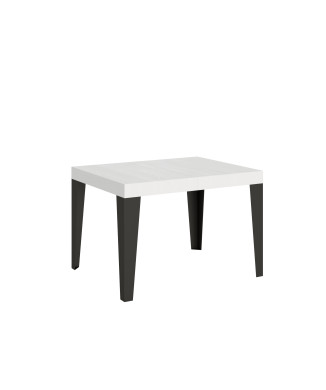 Table Flame pieds anthracite D.80 - Table extensible 120/204x80 cm Frêne blanc Flame pieds anthracite