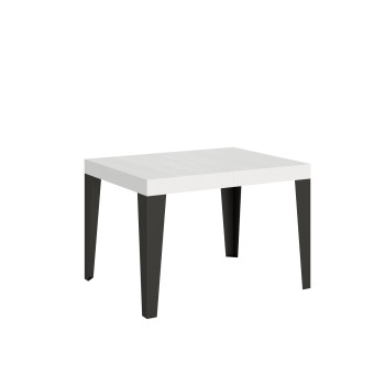 Table Flame pieds anthracite D.80 - Table extensible 120/204x80 cm Frêne blanc Flame pieds anthracite