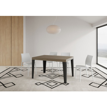 Table Flame pieds anthracite D.80 - Table extensible 140/224x80cm Frêne blanc Flame pieds anthracite